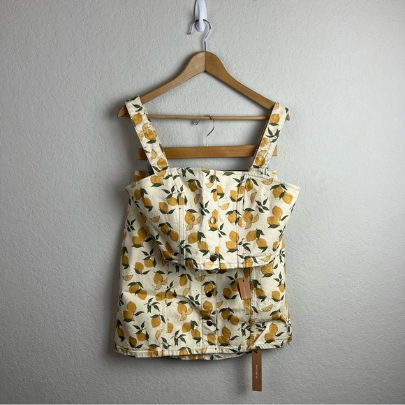 NEW NWT Reformation Chrissy Denim Two Piece Set Limoncello Lemon - Picture 3 of 8